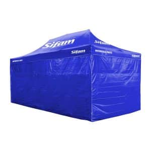 Barnum publicitaire 6M x 3M Bleu - Structure acier - toile polyester 800D 4 Mur