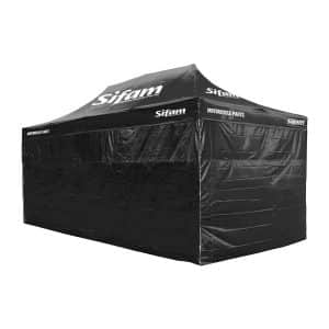 Barnum publicitaire 6M x 3M Noir - Structure acier - toile polyester 800D 4 Mur