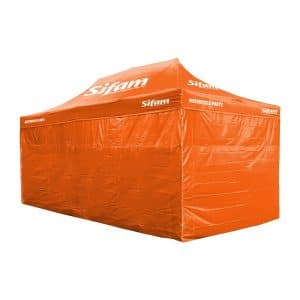 Barnum publicitaire 6M x 3M Orange - Structure acier - toile polyester 800 4 Mur