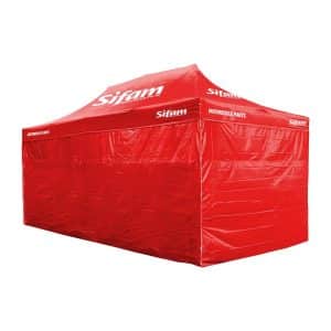 Barnum publicitaire 6M x 3M Rouge - Structure acier - toile polyester 800D 4 Mur