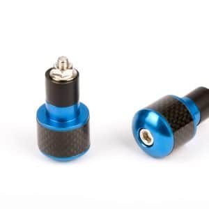 Embouts de guidon ronds Ø17 look Carbone noir et anodisés bleu