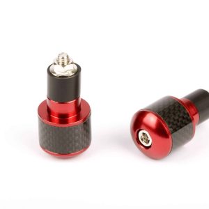 Embouts de guidon ronds Ø17 look Carbone noir et anodisés rouge