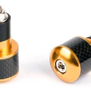 Embouts de guidon ronds Ø17 look Carbone noir et anodisés jaune