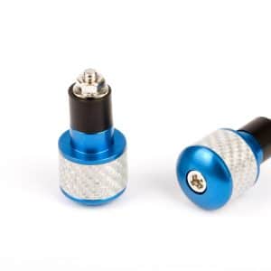 Embouts de guidon ronds Ø17 look carbone blanc et anodisés bleu