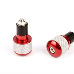 Embouts de guidon ronds Ø17 look carbone blanc et anodisés rouge