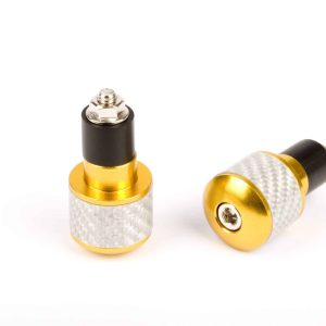 Embouts de guidon ronds Ø17 look carbone blanc et anodisés jaune