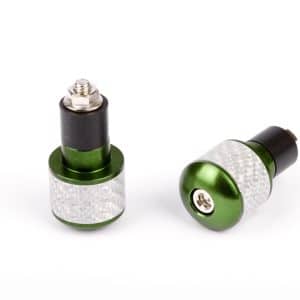 Embouts de guidon ronds Ø17 look carbone blanc et anodisés vert