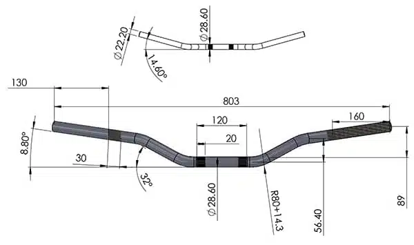 Guidon CROSS aluminium anodisé or Fatbar Ø28.6 – Image 2