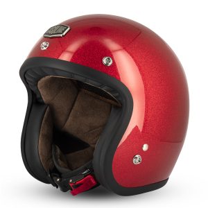 Casque Jet Cafe Racer S250 Rouge Pailleté Brillant - Taille S