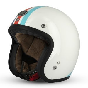 Casque Jet Cafe Racer S250 Blanc / Bleu / Rouge Brillant - Taille S