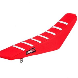 HOUSSE DE SELLE HONDA CRF 250 - CRFX 250 - CRF 450 - CRFX 450 - TOP RED- SIDE RED-STRIPES WHITE 2004-2016