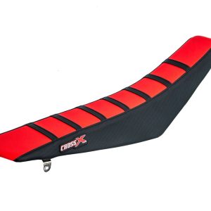 HOUSSE DE SELLE HONDA CRF 250 - 450 TOP RED- SIDE BLACK-STRIPES BLACK 2013-2017