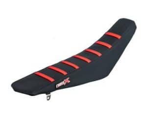 HOUSSE DE SELLE HONDA CRF 450 - TOP BLACK- SIDE BLACK-STRIPES RED 2021-2026