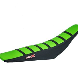HOUSSE DE SELLE KAWASAKI KLX 450R - TOP GREEN- SIDE BLACK-STRIPES BLACK 2007-2024