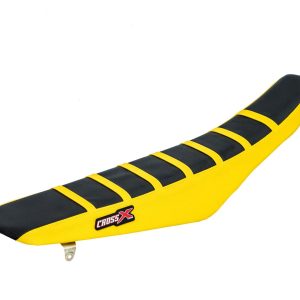 HOUSSE DE SELLE SUZUKI RM 85 TOP BLACK- SIDE YELLOW-STRIPES YELLOW 2002-2025