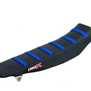 HOUSSE DE SELLE YAMAHA YZ 125-250 - TOP BLACK- SIDE BLACK-STRIPES BLUE 2002-2021