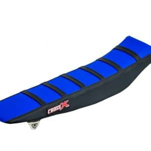 HOUSSE DE SELLE YAMAHA YZF 250-450 WRF 250-450 - TOP BLUE- SIDE BLACK-STRIPES BLACK + COUVRE CACHE RESERVOIR INCLUS 2018-2023