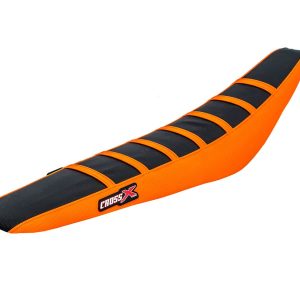 HOUSSE DE SELLE KTM SX 85 TOP BLACK- SIDE ORANGE-STRIPES ORANGE (M515-3BOO) 2013-2017