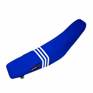HOUSSE DE SELLE KTM SX-SXF-EXC COLOR BLUE - STRIPES 3 WHITE 2019-2023