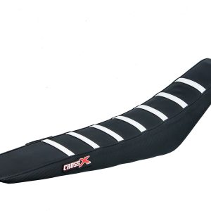 HOUSSE DE SELLE HUSQVARNA TC 50 - TOP BLACK- SIDE BLACK-STRIPES WHITE 2017-2023
