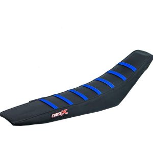 HOUSSE DE SELLE HUSQVARNA FC-TC - FE-TE - TOP BLACK- SIDE BLACK-STRIPES BLUE 2019-2023