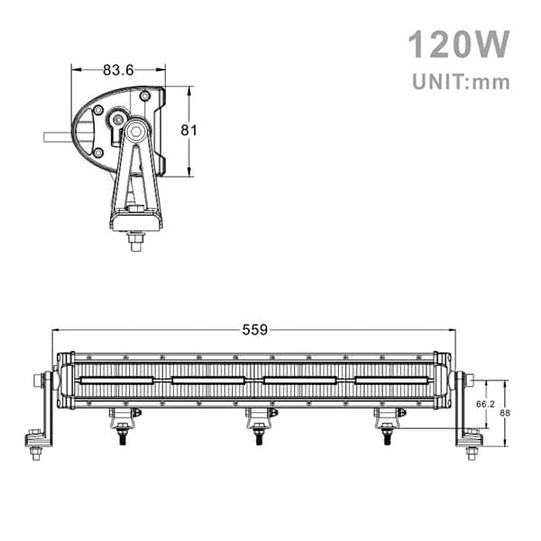 Projecteur Rectangulaire LED 120W 10800 Lum avec feux diurne – Image 2
