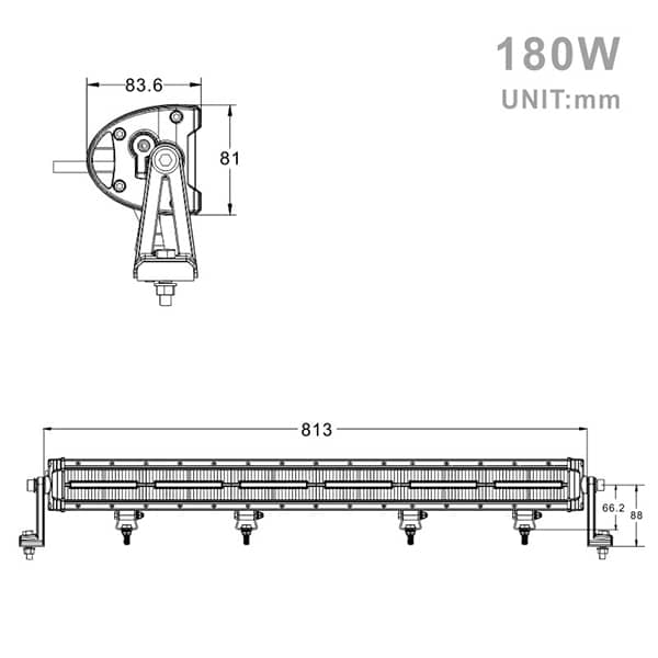 Projecteur Rectangulaire LED 180W 16200 Lum avec feux diurne – Image 2