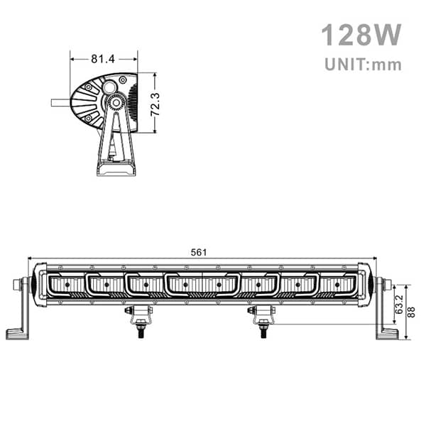 Projecteur Rectangulaire LED 128W 10500 Lum avec feux diurne – Image 2