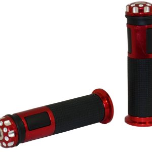 Poignées bi-matières noires/rouges Ø22/24mm