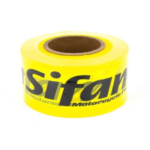Ruban de Balisage Sécurité 500 M x 70mm Jaune/Noir Sifam-Kyoto-Regina Logo