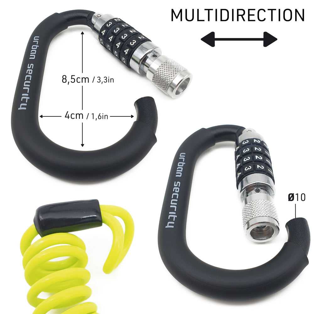 Antivol casque à code - Mousqueton + Câble antivol – Image 3