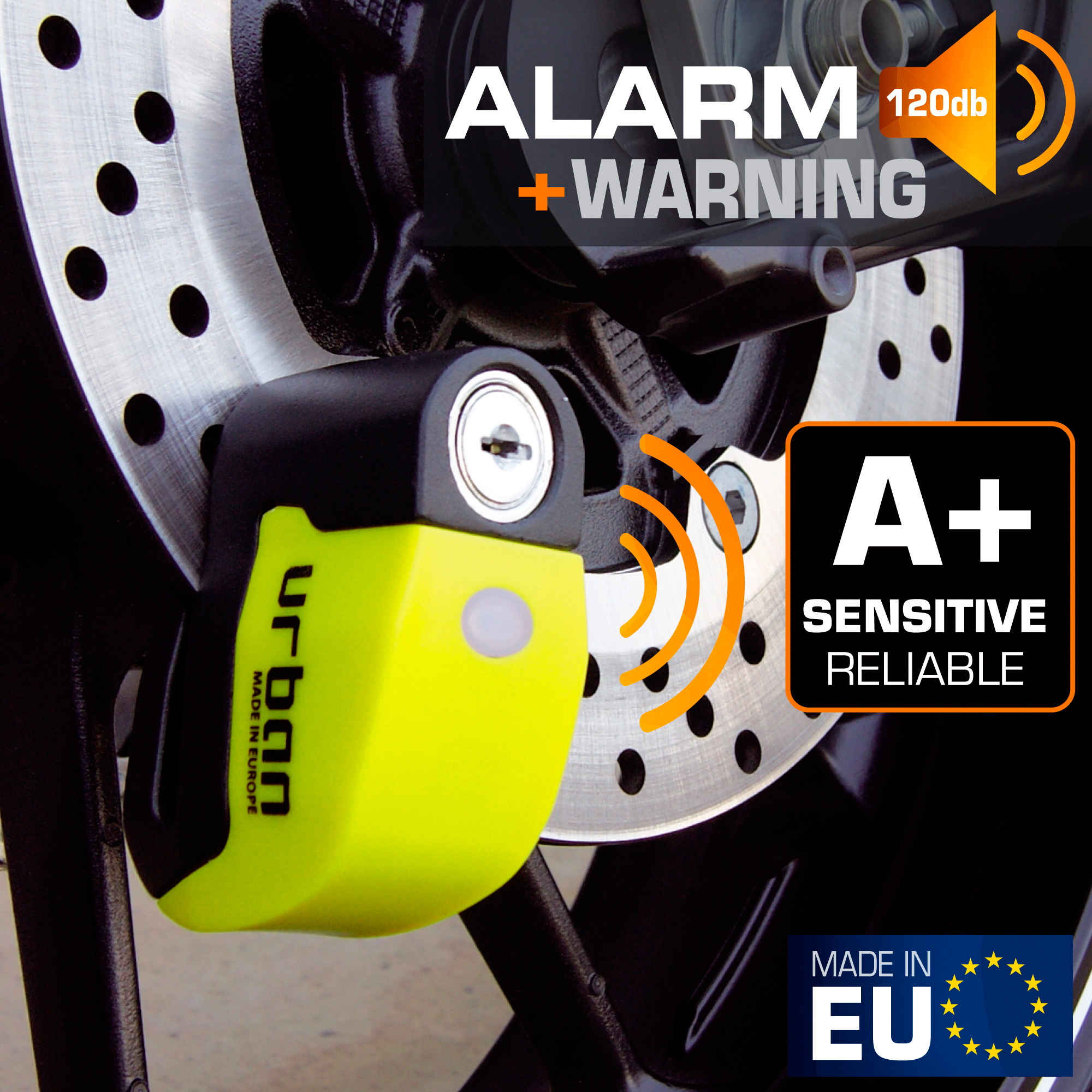 Bloque Disque ø6 mm avec ALARME et AVERTISSEUR Jaune et noir – Image 3