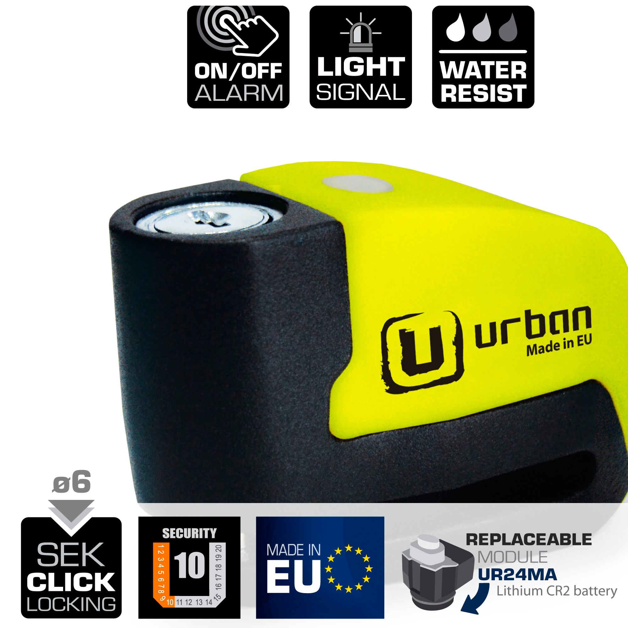 Bloque Disque ø6 mm avec ALARME et AVERTISSEUR Jaune et noir – Image 5