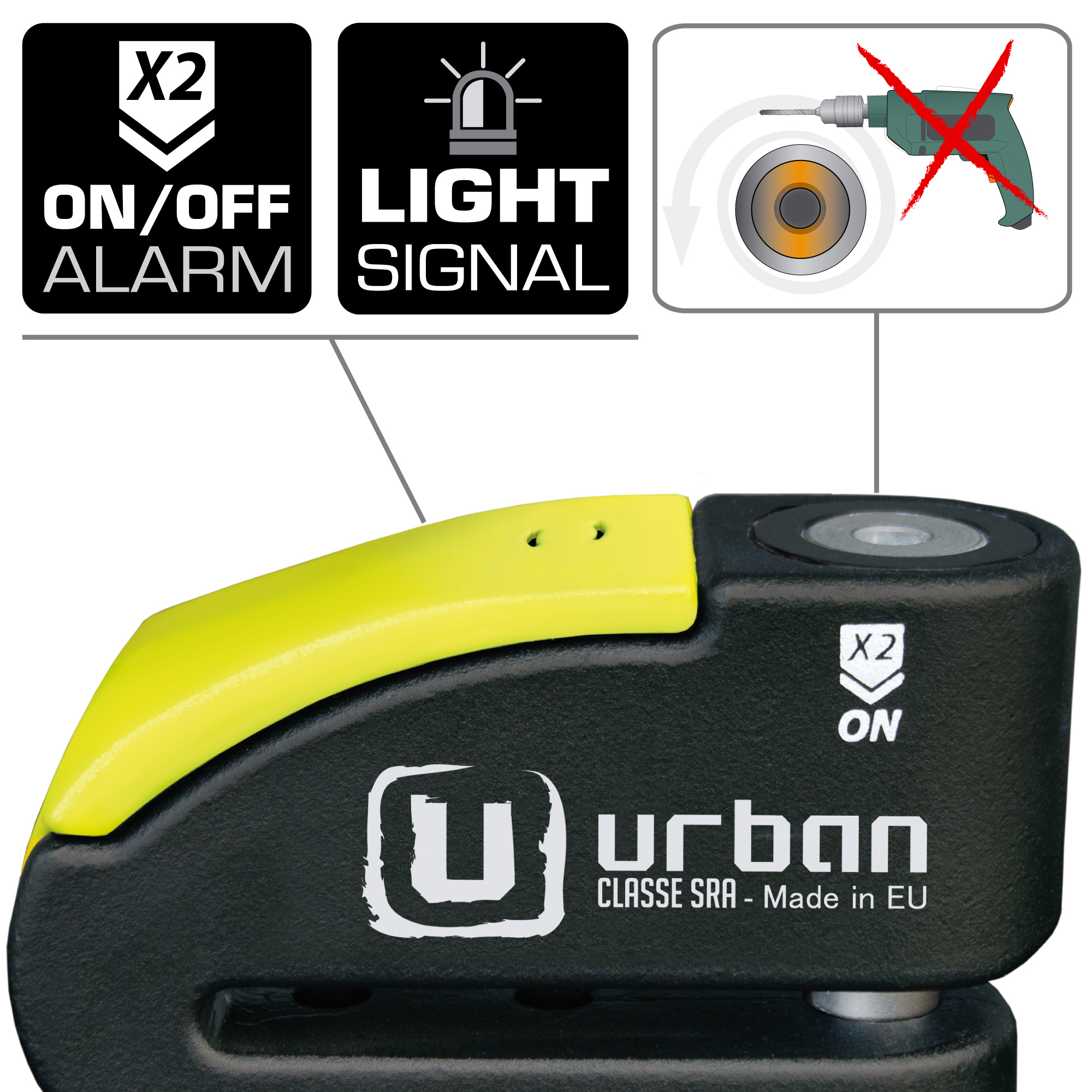 Antivol SRA - Bloque Disque Noir et jaune ø14 mm - Hi-Tech Alarme – Image 4