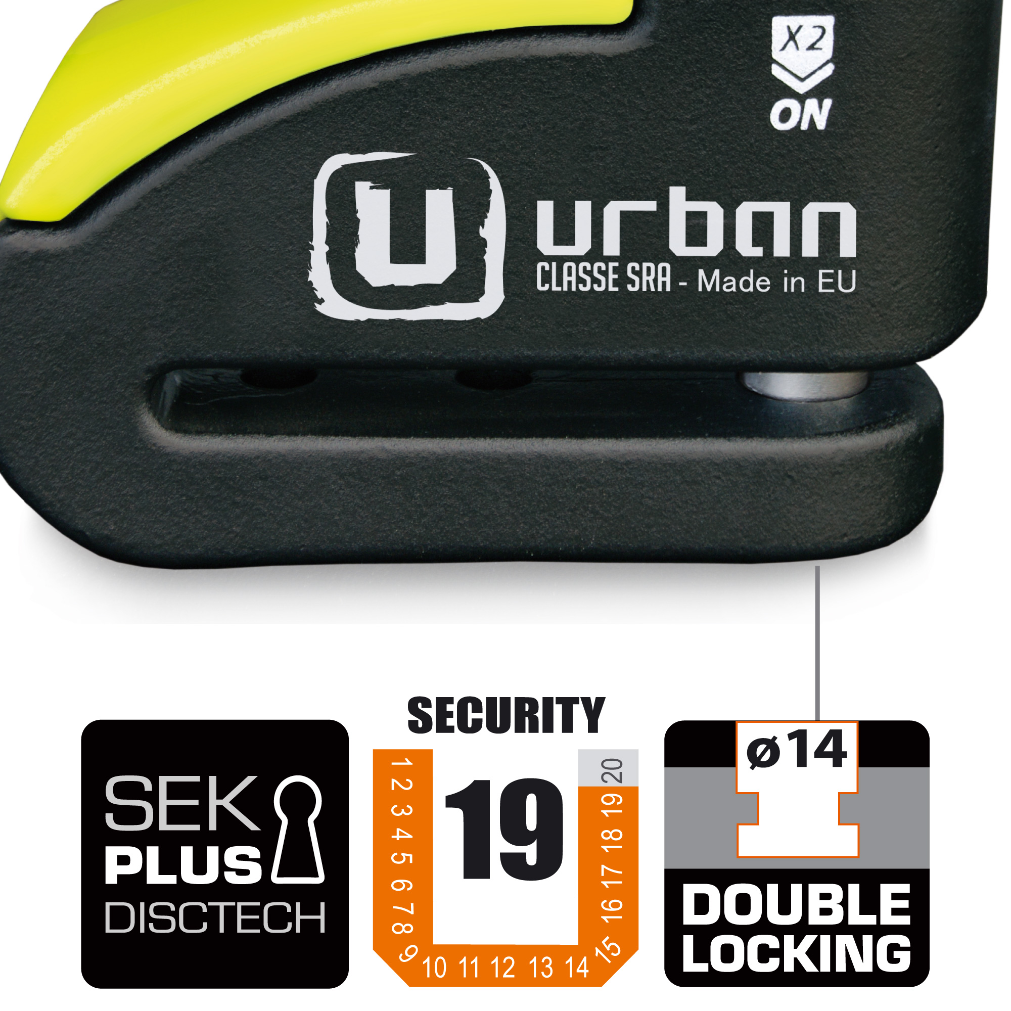 Antivol SRA - Bloque Disque Noir et jaune ø14 mm - Hi-Tech Alarme – Image 5