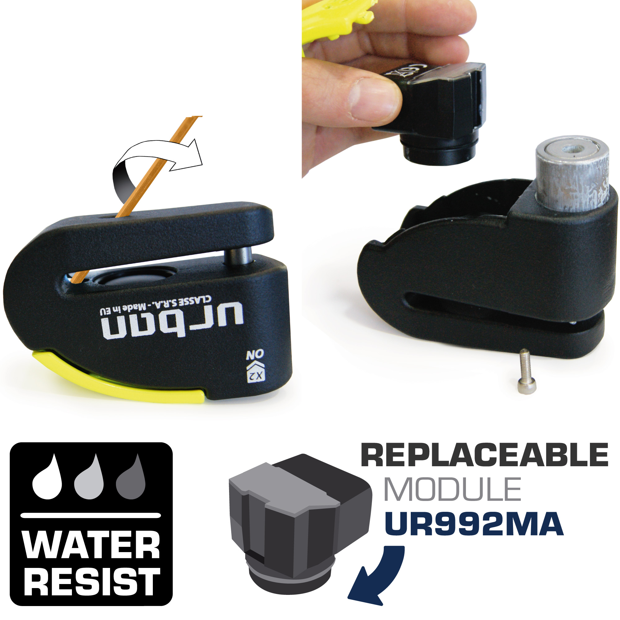 Antivol SRA - Bloque Disque Noir et jaune ø14 mm - Hi-Tech Alarme – Image 6