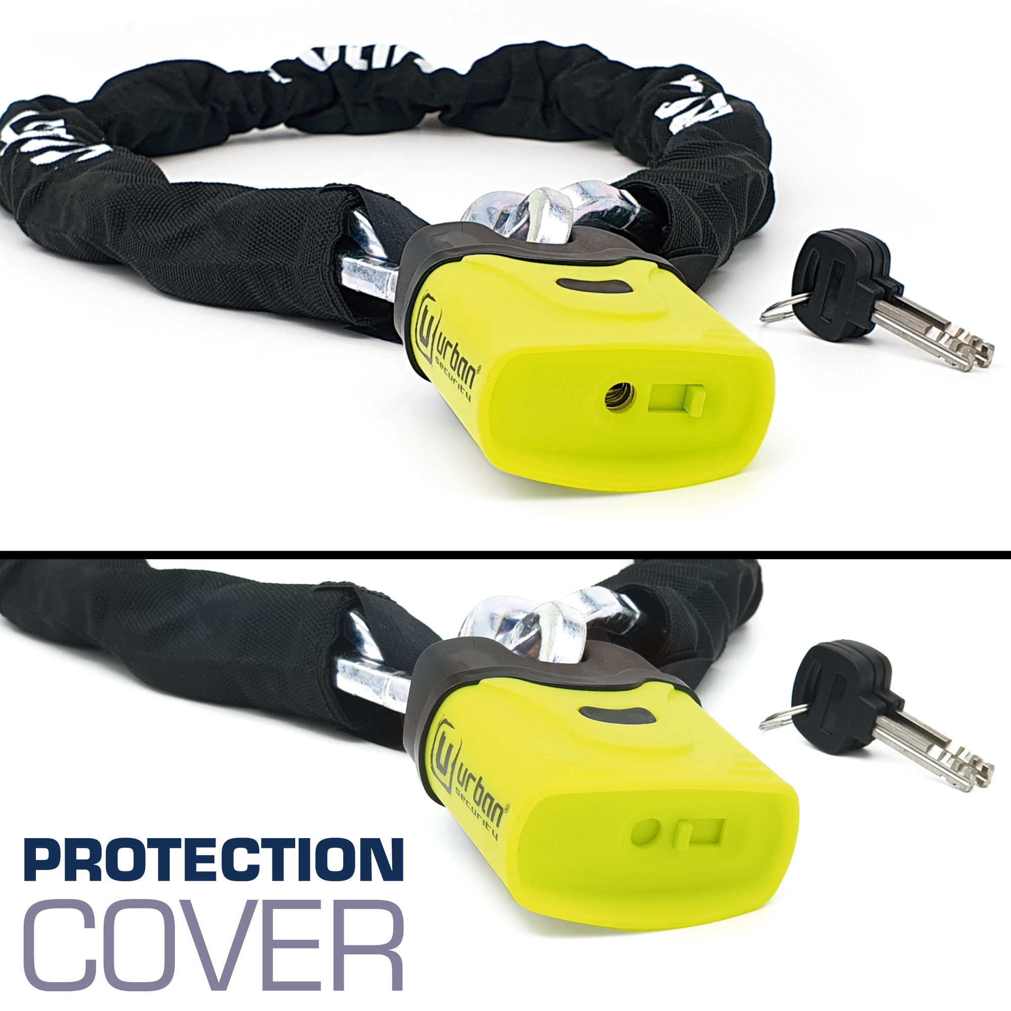 Antivol Chaine + Cadenas - Ø10 - Longeur 1200 mm - Noir et Jaune – Image 2