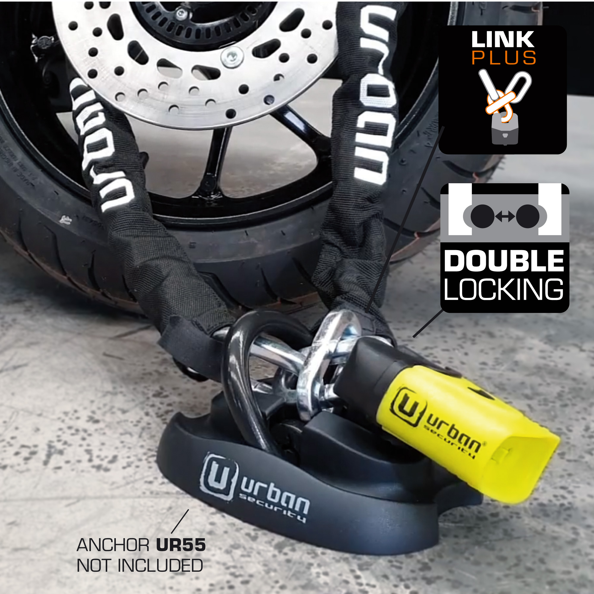 Antivol Chaine + Cadenas - Ø10 - Longeur 1200 mm - Noir et Jaune – Image 3
