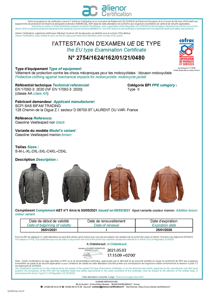 Blouson Cuir Homme GT TROPHY - Taille L - Cognac – Image 3