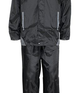 Ensemble Pluie Taille M Polyester Revêtement Pvc Noir Marquages Reflechissants
