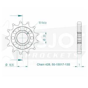 Pignon 13 Dents - Pas 428 - Similaire JTF426 2018-2020