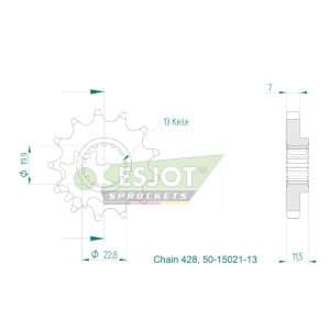 Pignon 13 Dents - Pas 428 - Similaire JTF409