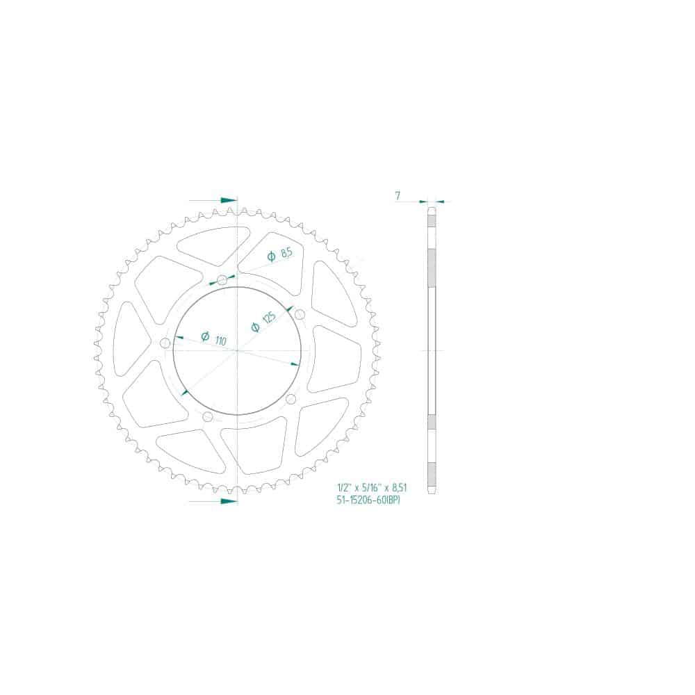 Couronne Alu. 52 Dents - Pas 428