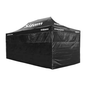 Barnum publicitaire 6M x 3M Noir - Structure acier - toile polyester 600D renforcé - 4 Mur