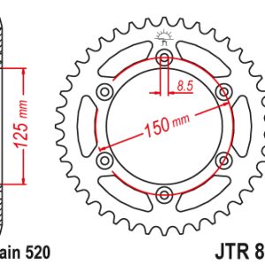 Couronne Acier TT Ultralight Husqvarna-KTM - 520 - 48 Dents - Similaire JTR897 - Made in Germany 1990-2026