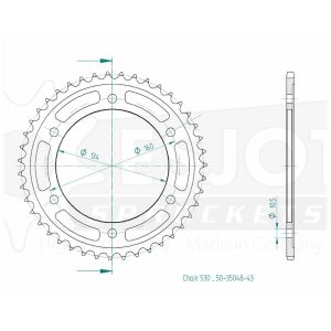 Couronne Acier 43 Dents - Pas 530 - Similaire JTR1306