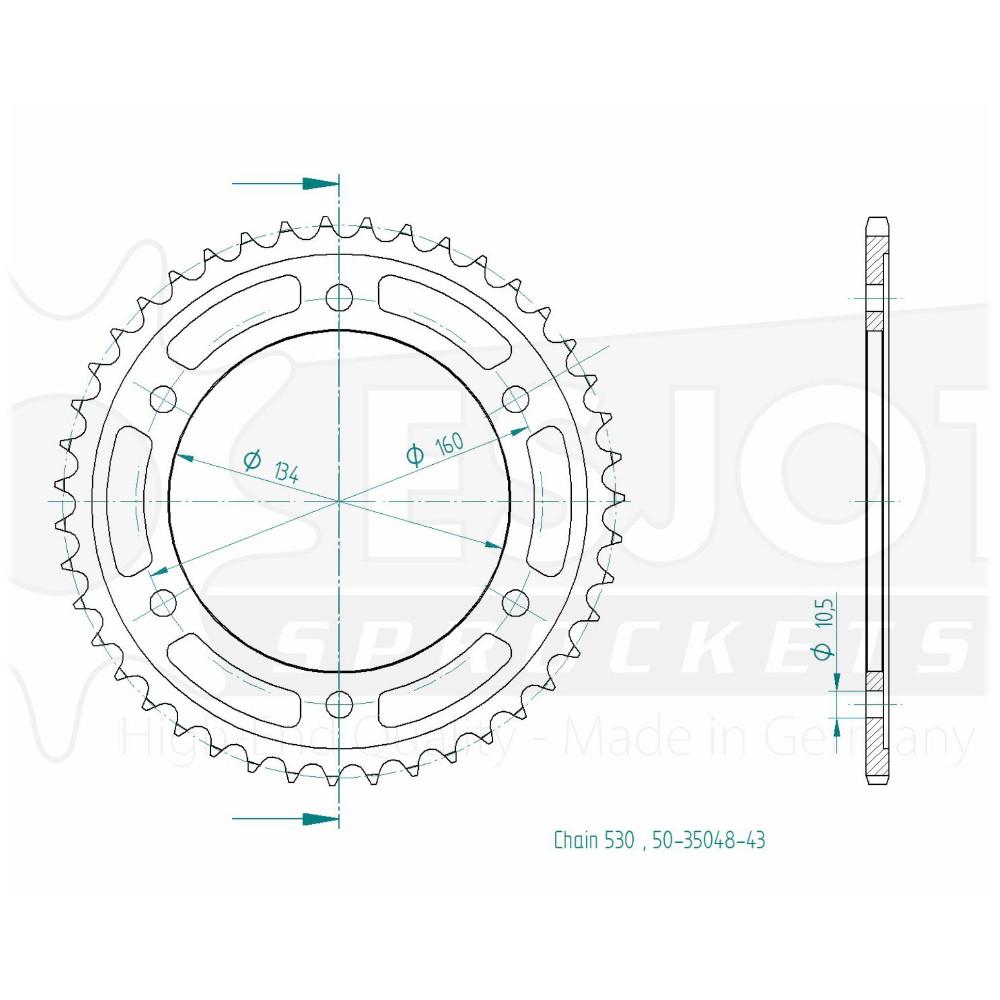 Couronne Acier 43 Dents - Pas 530 - Similaire JTR1306
