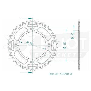 Couronne Alu. 40 Dents - Pas 415 2017-2026