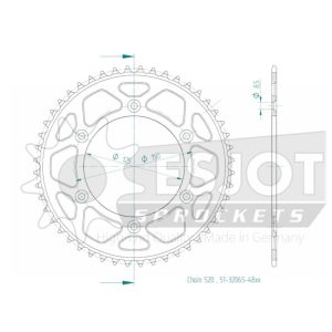 Couronne Alu. 48 Dents - Pas 520 - Similaire JTA897 1999-2019