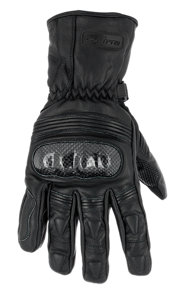 Gants Hiver Cuir Etanche LUXE Avec Coque Carbone - Noir - Homologués CE-1KP - XS